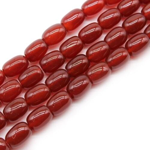 Natural Red Agates Stone Drum Shape Loose Spacer Beads 10x14mm For Jewelry Making DIY Bracelet Necklace Accessories15"