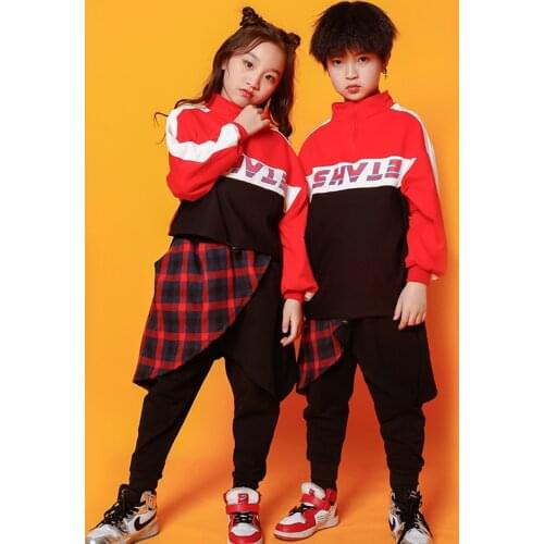 Kids Boys Girls Sets Streetwear Fashion Hip Hop Dance Stage Show Clothing Children Tracksuit Long Sleeve T-shirt Harem Pant