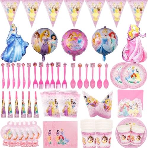 Disney Princess Happy Snow White Theme Kids Girls Birthday Party Decoration Set Cup Plate Banner Hat Straw Baby Shower Supplie