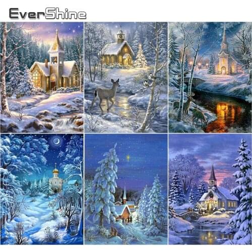 EverShine Diamond Painting Landscape Full Drill Diamond Mosaic Winter Beaded Embroidery Rhinestones New Arrival Decor For Home