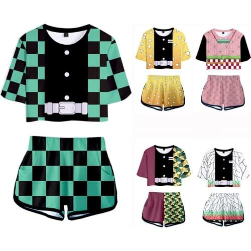 New Demon Slayer: Kimetsu no Yaiba Kamado Tanjirou Nezuko T-shirt cosplay costume Kochou Shinobu T shirt Iguro Obanai short Tees