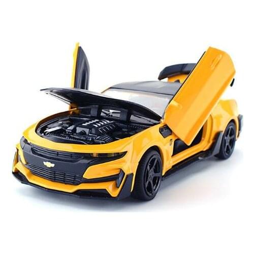 Hot Alloy Diecast Model Car 1:32 Bumblebee Children Metal Toys Pull Back Wheels Kids Birthday Christmas Gifts