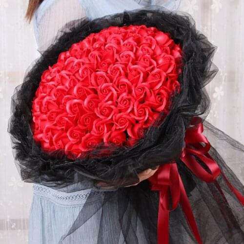 Creative Gift 99 simulated rose soap flower round hand-held bouquet Valentines Day birthday thanksgiving foam wedding flowers
