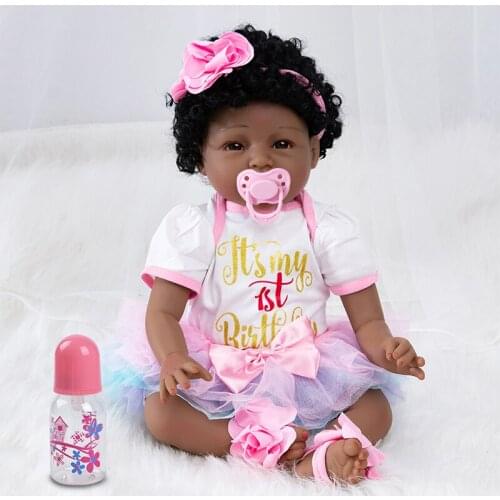 22 Inches Reborn Doll Vinyl Baby Girl Doll Toddler Appease Toys Children Pretend Play Toys Kids Birthday Gifts Soft Silicone
