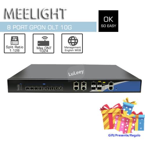 10G 8 port PON 2.5/1.25 Gbp GPON OLT web management intelligent switch 1:128 Defend DOS attack 1024 ONU Dual power
