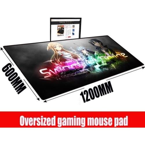 MRGBEST 1200X600X3MM Sword Art Online Sao Anime Mouse Pad Gamer Large Lock Edge Gaming MousePad XXL Laptop Desk Mat Keyboard Pad