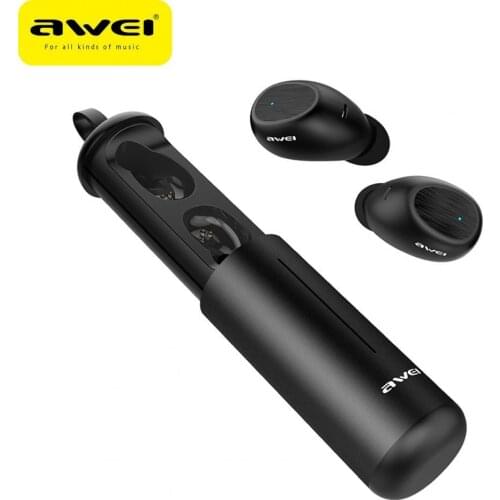 AWEI T55 Bluetooth Earphone TWS 5.0 IPX4 Waterproof Touch Control Mini Wireless Earbuds for Sports 10m Remote HD Signal With Mic