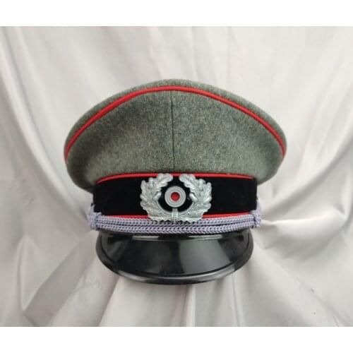 WWII WW2 German heer artillery Officer Visor Hat military Cap WITH TOW BADGE INSIGNIA