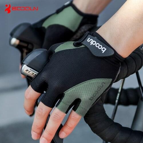 Boodun bicycle riding gloves half-finger male non-slip shock absorption summer mountain bike road bike bicycle short finger fema