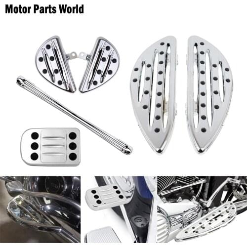 Motorcycle CNC Front Rear Floorboards Shift Linkage Lever Brake Pedal Pad Cover Chrome For Harley Softail Fatboy Touring FLHX