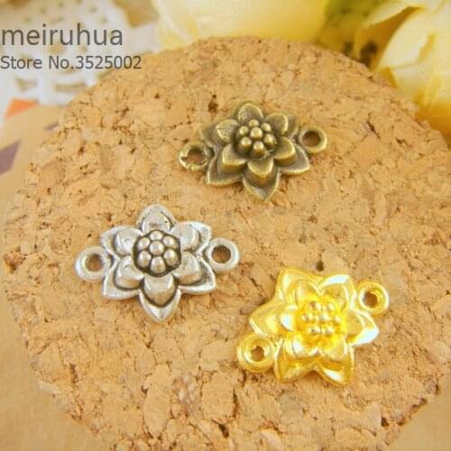 20 pieces / lot 11*14mm Alloy Findings,charm pendants,Antiqued style bronze tone Connect flowers