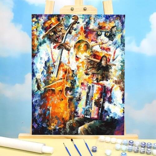 Jamming Cats Painting By Numbers Set Acrylic Paints 50*70 Paiting By Numbers Wall Paintings Children Wall Art Drawing