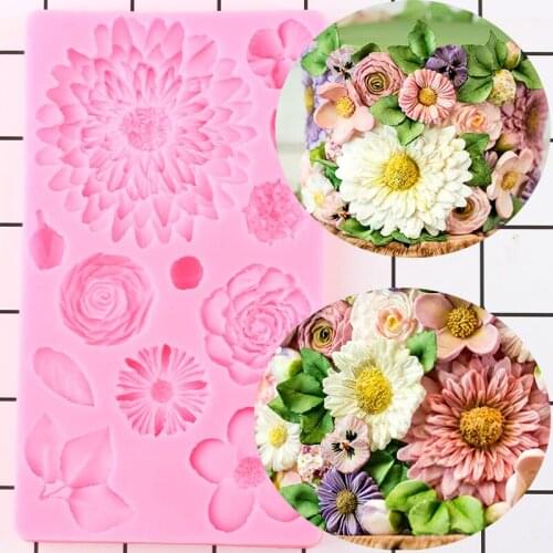 Flower Silicone Mold Cake Border Fondant Molds Birthday Party Cake Decorating Tools Chocolate Gumpaste Moulds Candy Clay Mould