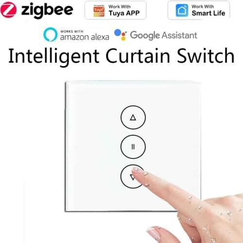 1/4pcs Zigbee Smart Touch Curtain Switch 86 Panel Tuya Smart APP Timing Voice Remote Control By Alxea Google Home Tmall Elf