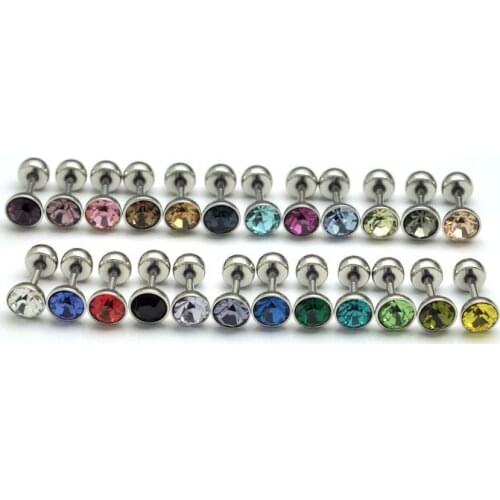 Steel 6mm titanium stud earring brief fashion male 316 stainless steel stud earring earrings 24colors