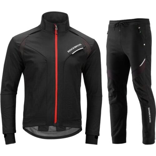 Reflective Portable Cycling Clothing Set Winter Thermal Fleece Pants Rainproof Windproof Cycling Jersey Set Men Women Sportswear