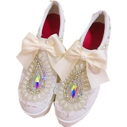 Thick-soled shoes high-heeled shoes sweet and lovely girl Vintage Sweet Lolita Shoes Bowknot Princess Kawaii Girl Women Shoes
