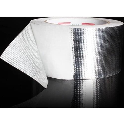 High quality Aluminum Foil Tape 25m Reinforced Heat Shield Tape Self Adhesive Aluminum Foil Fireproof Cloth wholesale