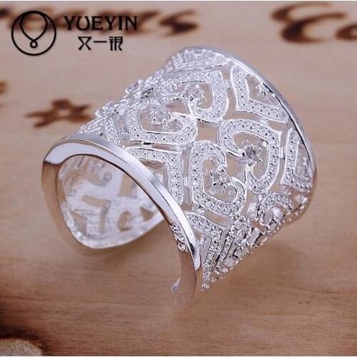 Hollow net shape rings Wholesale silver plated rings for women wedding party fashion jewelry Vintage Hot Sale