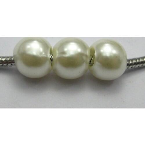 100 White Acrylic Pearl Round Beads 12mm(1/2")Fits Charm Bracelet