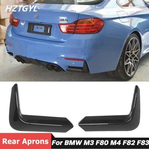 2 PCS MP Style Carbon Fiber Material Rear Bumper Aprons For BMW M3 F80 M4 F82 F83 2014 Up