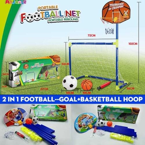 2 In 1 Outdoor Sports Football Goal Boys Soccer Toy Mini Basketball Children Soccer Goal Pool With Basketball Hoop Set Toys
