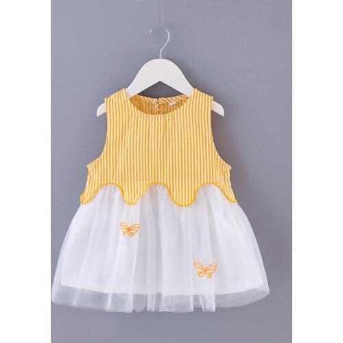 2021 Baby Girl Clothing Summer Princess Dress Tutu Dressed Casual Childrens Clothing Cute Butterfly Embroidery Party Holiday