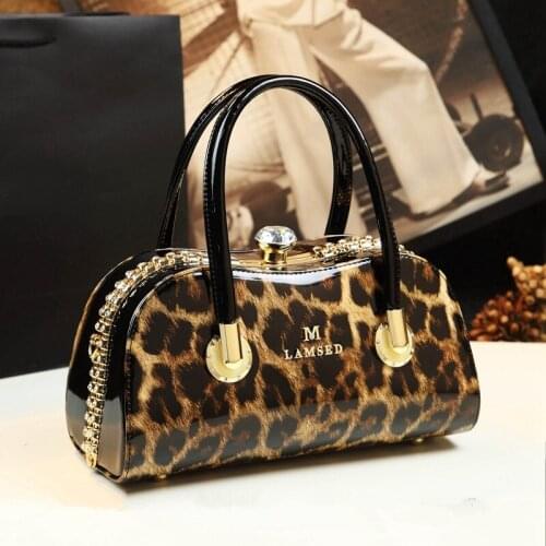 2021 Luxury Fashion Diamond Women Handbag cowhide leather leopard ladies Portable party tote evening Bag shoulder diagonal bags