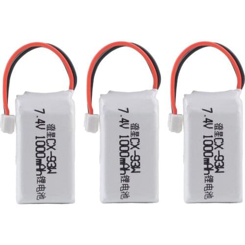3pcs/lot 7.4V 2S 1000mah 25C RC Lipo Battery For Cheerson CX-93W Drone Quadcopter Multirotor Car Airplane Model