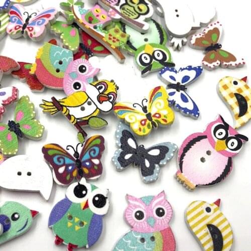 30pcs Mix Wooden Animal Buttons Lot Craft/Kids Sewing Embellishment WB472