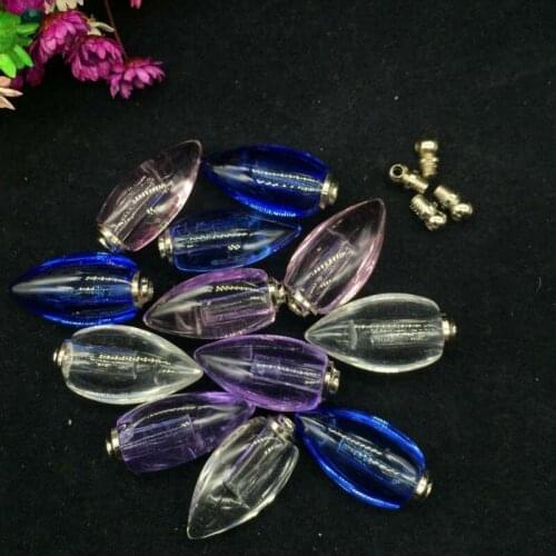 300pcs/lot Crystal Vial Pendants with water drop Shape Cute screw cap Bottles Wedding Gift tiny Jars Necklace Pendant Mix Colors