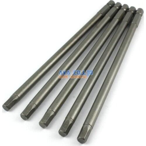 5 Pieces Magnetic Hexagon Screwdriver Bit S2 Steel 1/4" Hex Shank 150mm Long H5 Tip (150mm x H5)