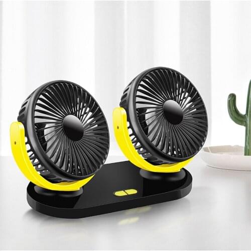 Car Dual Fan Car Interior Accessories 360 Degrees-round Car Cooling Accessories Swing Fan Ventilation Board Summer 12V/24V