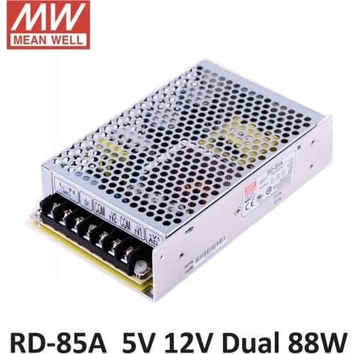 Original Mean well RD-85A 88W 5V 8A 12V 4A Dual output Meanwell Power Supply 85-264VAC input 5V 12V Power supply adjustable