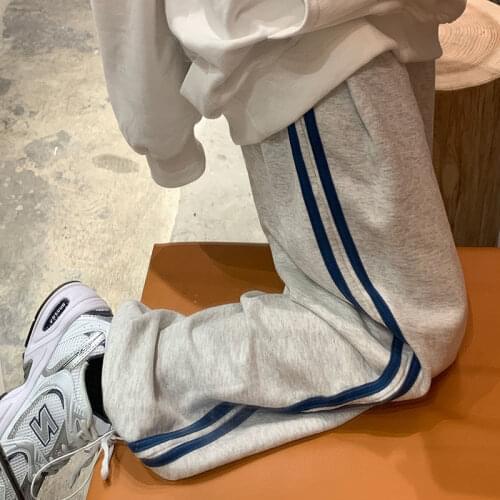 Loose Harajuku bf wind autumn and winter 2020 new pants female students casual beam feet straight wide leg pants women