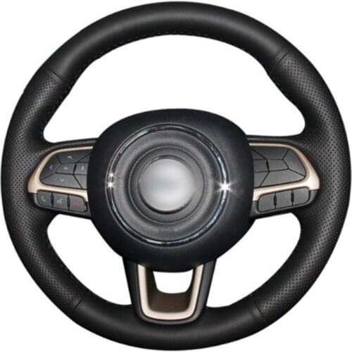 DIY Sewing-on PU Leather Steering Wheel Cover Exact Fit For Jeep Compass 2017 Renegade 2016-2017
