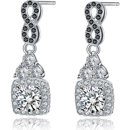 Black Awn Classic 925 Sterling Silver Fine Jewelry Trendy Engagement Earrings for Women Female Wedding Earrings TT152