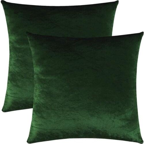 2 Packs Decorative Cushions Covers Cases for Sofa Bed Couch Modern Luxury Velvet Home Throw Pillows Covers Green Gold 45x45