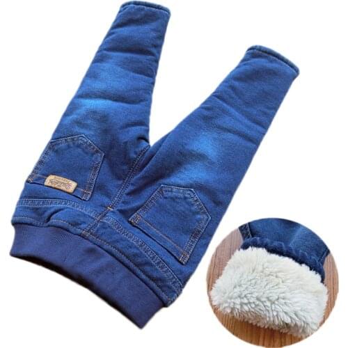 2020 New High quality thick winter warm cashmere kids baby pants Boys Girls children' cotton trousers children jeans1-6Y