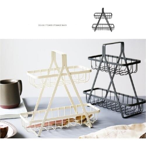 Wrought Iron Double Shelf Desktop Storage Rack Jewelry Rack