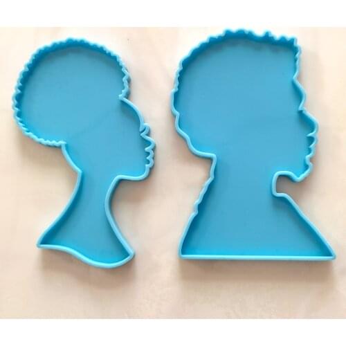 Afro Male Female Resin Molds Head Large Beauty Coaster Silicone Mold Craft Keychain Mold Epoxy Casting Coaster
