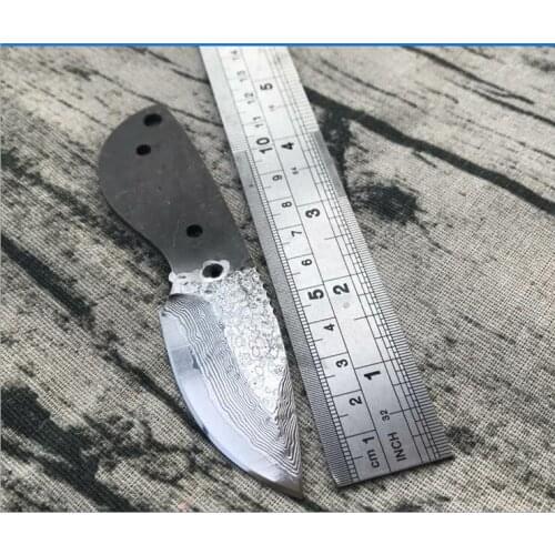 Freewolf 2.17 Inch DIY VG10 Damascus Steel Blade Drop Point Knifes' Blades Full Tang Steel Handle H0146