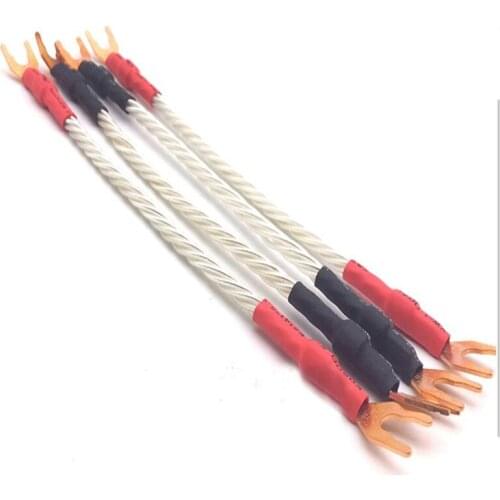 Hifi CMC Pure Red Copper Y Spade Nordost Odin 7N OFC Silver SpeakerJumper Audio Cable Bridge Cable Speaker Cable