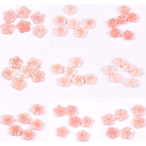 5Pcs 8-24.5mm Pink Flower Texture Curved Mother Of Pearl Natural Shells For Jewelry Making Earring Accessories Diy Charms Crafts