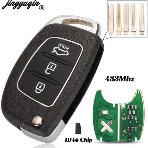 Jingyuqin For Hyundai New IX35 IX25 IX45 Elantra Santa Fe Sonata TOY40 Fob Control Remote Key Fob 3 Buttons 433Mhz ID46 Chip