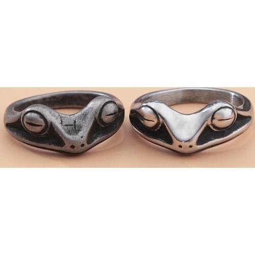 Punk Hip Hop Stainless Steel Frog Ring Men Women Korean Version Simple Couple Ring Frog Fashion Jewelry Gift Free Shipping