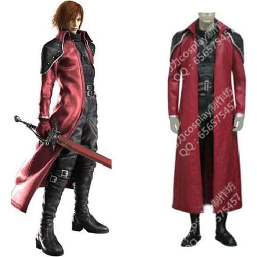 2016 Final Fantasy VII Genesis Rhapsodos Shin'Ra 1st Red Uniform Game Cosplay Costume