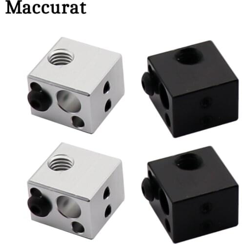 Maccurat 1PC Makerbot Heated Block 3D Printer Aluminum Heater Block MK7 MK8 Extruder V6 J-head Hot End Heating Block 16*16*12mm