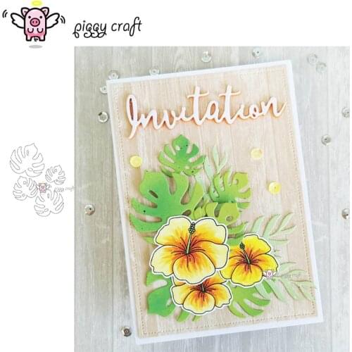 Piggy Craft metal cutting dies cut die mold Palm leaf decoration Scrapbook paper craft knife mould blade punch stencils dies