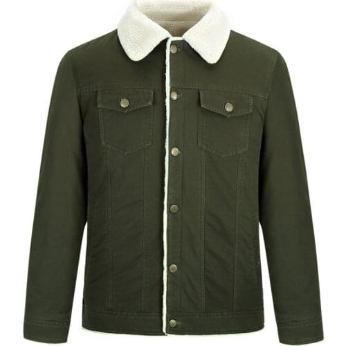 8899 Winter Men Lamb Wool Coat Thicken Keep Warm Casual Fashion Urban High Quality Single-Breasted Double Pocket Khaki Jacket